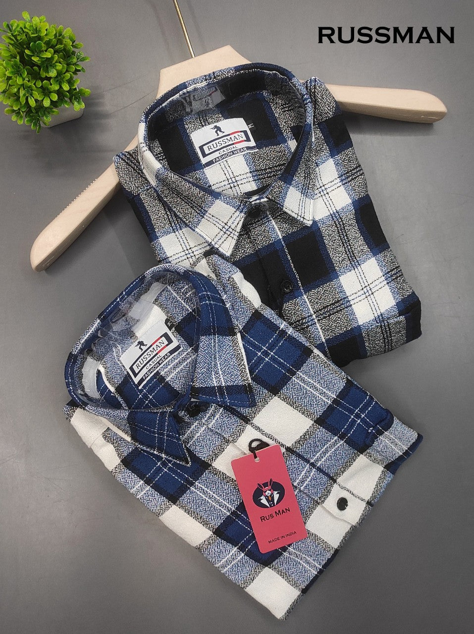 (Combo of 3) RussMan Grindle Oxford Cotton Checked Shirt Rs.1100