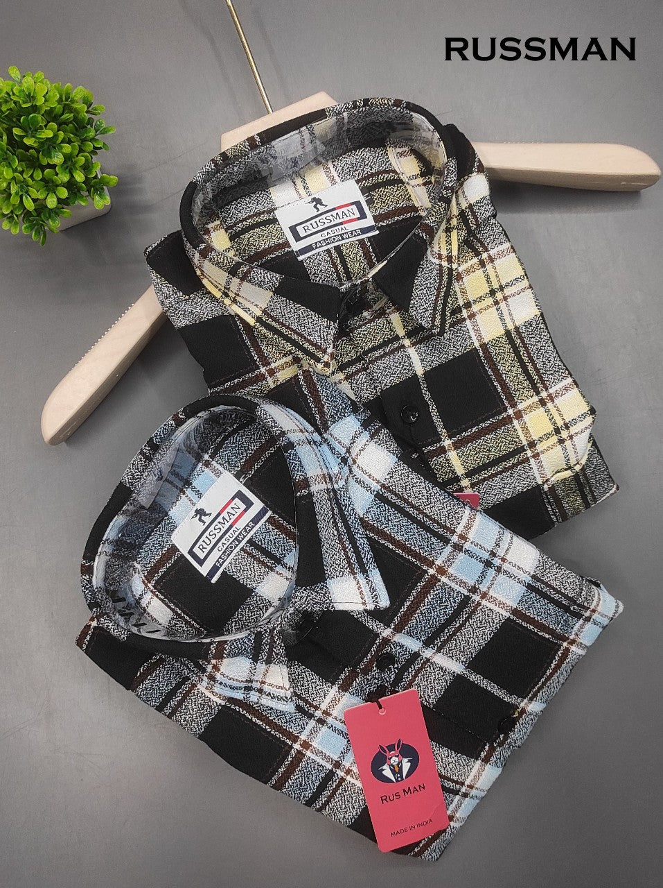 (Combo of 3) RussMan Grindle Oxford Cotton Checked Shirt Rs.1100