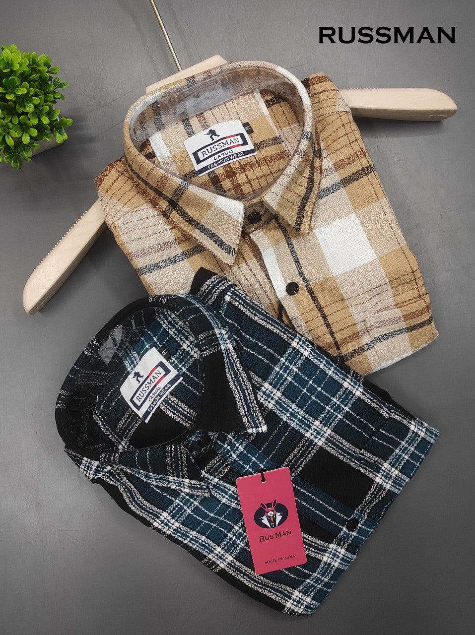 (Combo of 3) RussMan Grindle Oxford Cotton Checked Shirt Rs.1100