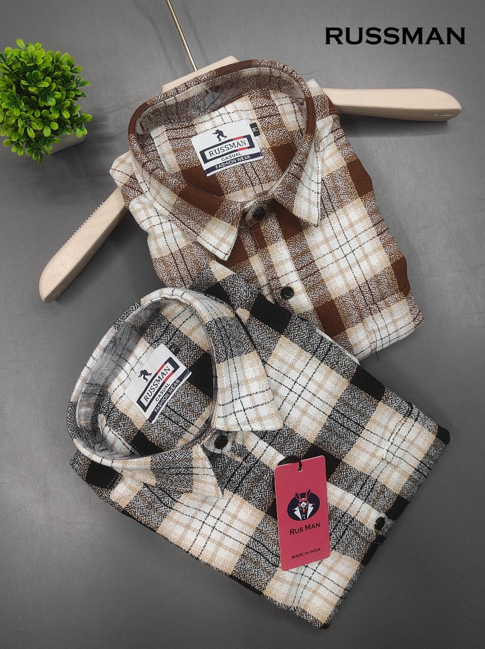 (Combo of 3) RussMan Grindle Oxford Cotton Checked Shirt Rs.1100