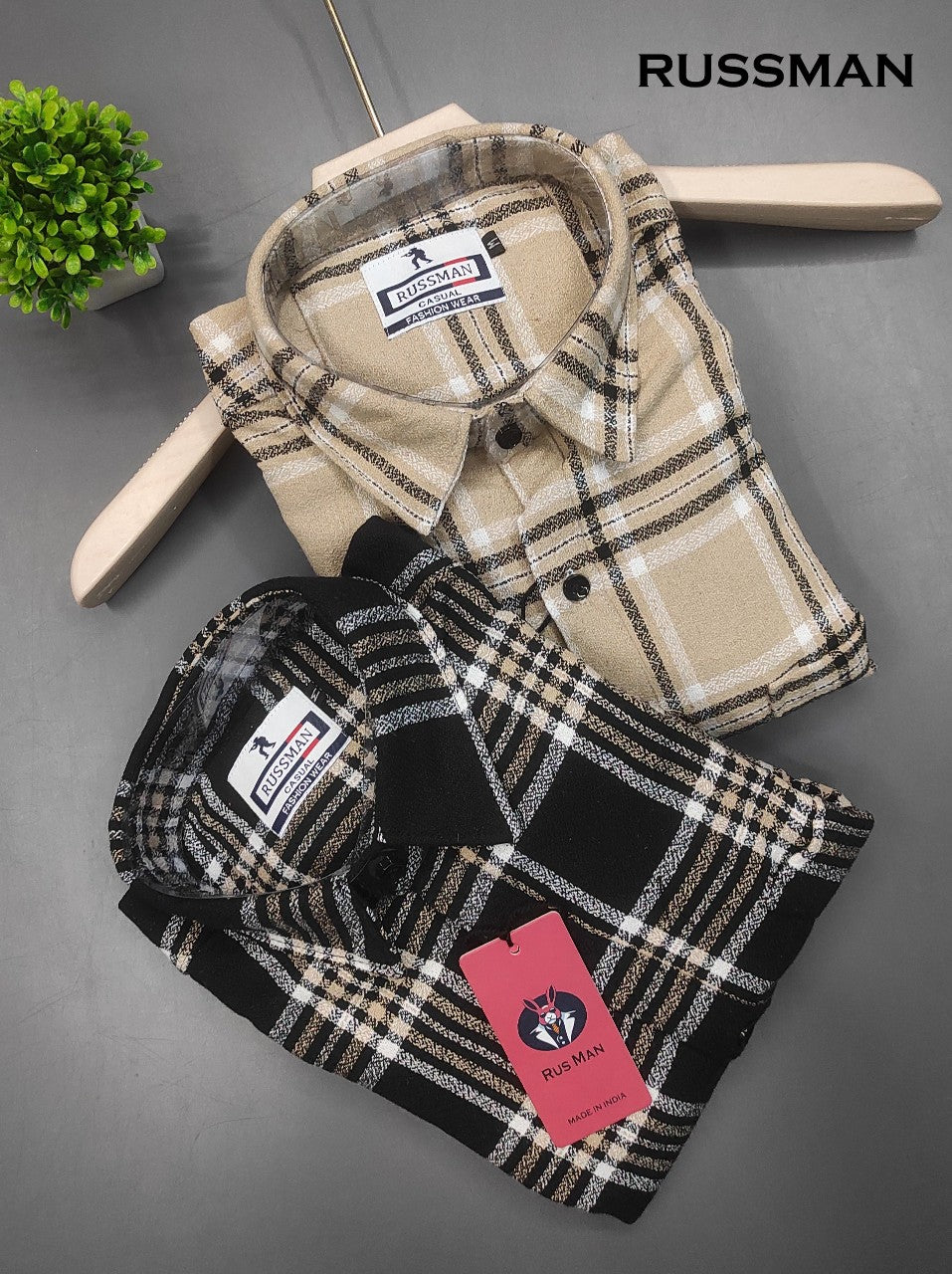 (Combo of 3) RussMan Grindle Oxford Cotton Checked Shirt Rs.1100