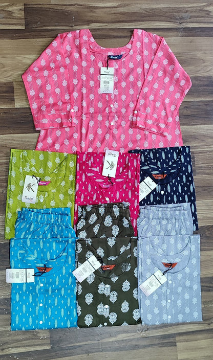 Pack of 3 Kajal Women Pure Cotton Kurthi TOP+PANT Rs. 1200
