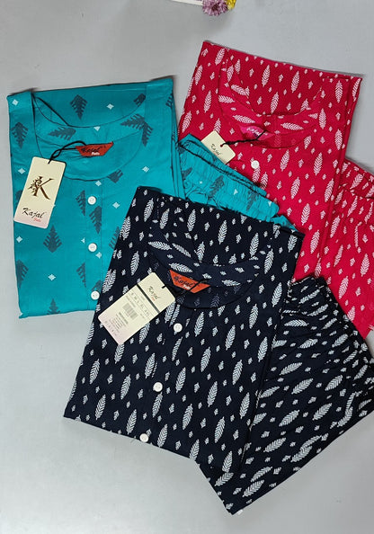 Pack of 2 Kajal Women Pure Cotton Kurthi TOP+PANT Rs. 850