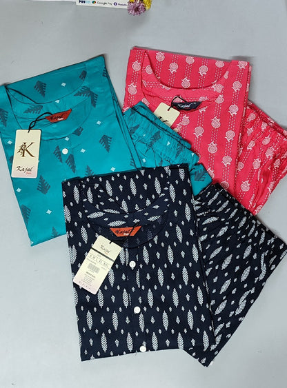 Pack of 2 Kajal Women Pure Cotton Kurthi TOP+PANT Rs. 850