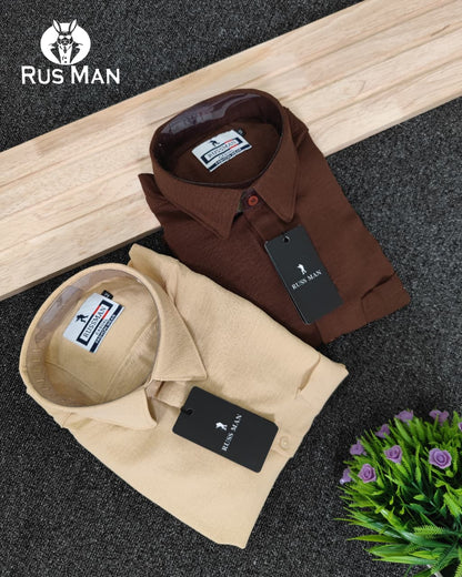 (Combo of 3) RussMan CEY Crush Import Cotton Plain Shirts Rs. 1100