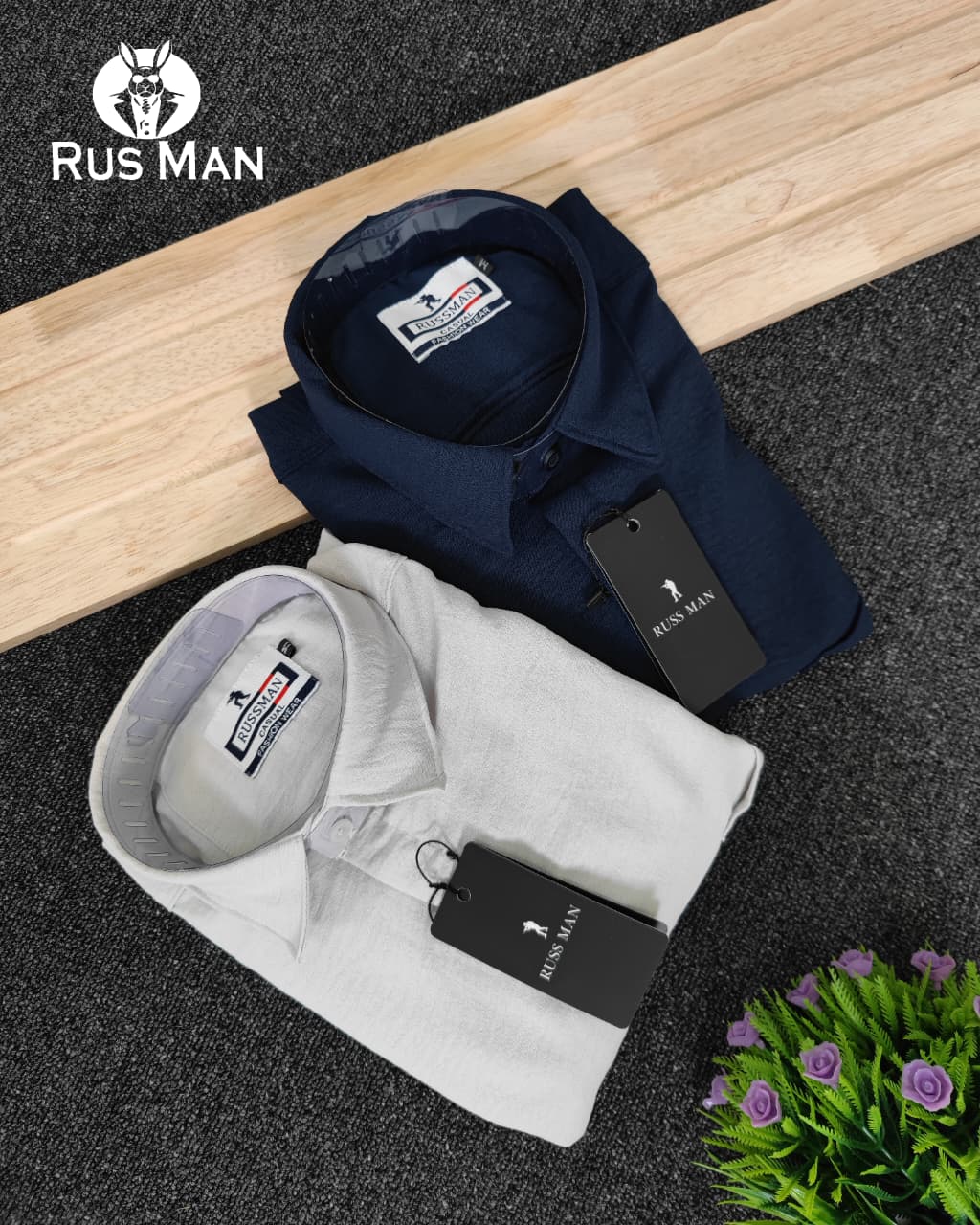 (Combo of 3) RussMan CEY Crush Import Cotton Plain Shirts Rs. 1100