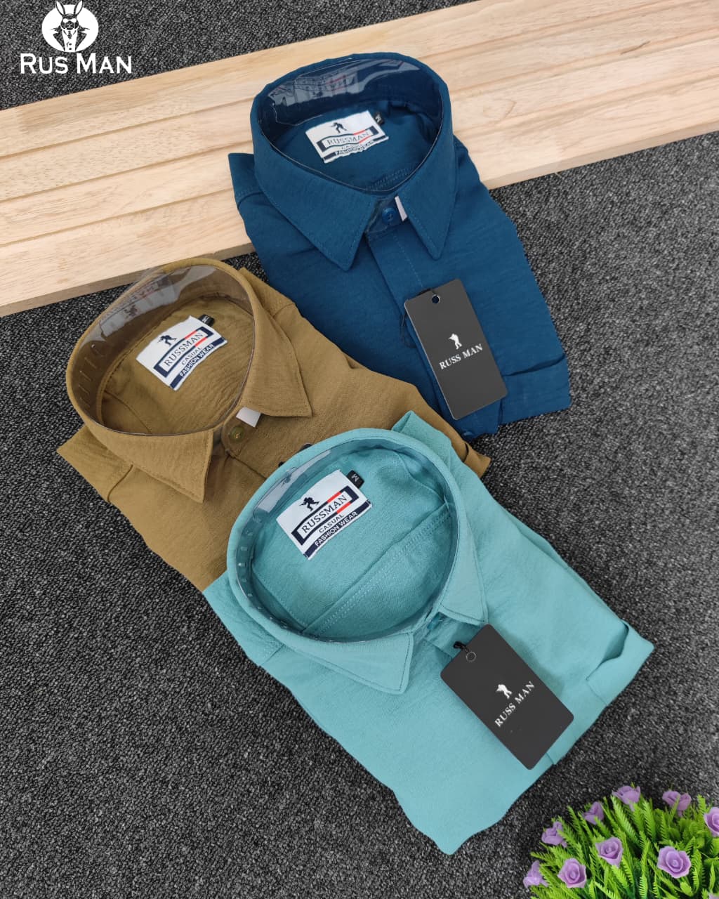 (Combo of 3) RussMan CEY Crush Import Cotton Plain Shirts Rs. 1100