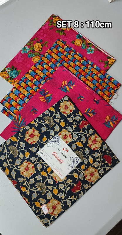 (Combo of 4) KADAMBINI Multi Design Cotton Blouse Piece Material 110cm Rs. 480