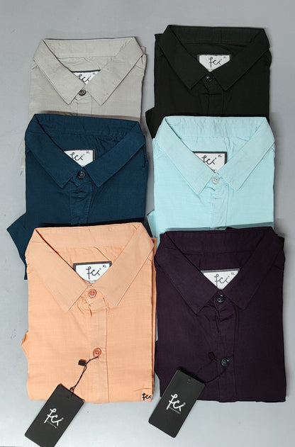 (Combo of 3) FCK 100%Pure Cotton Linen Half Sleeve Plain Shirts Rs. 1100