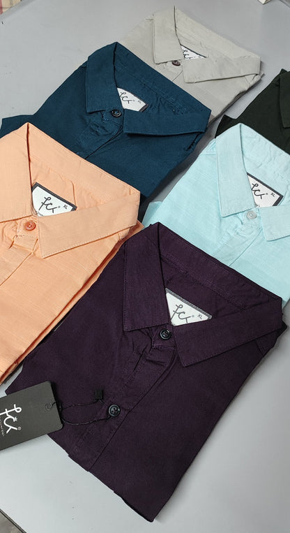 (Combo of 3) FCK 100%Pure Cotton Linen Half Sleeve Plain Shirts Rs. 1100