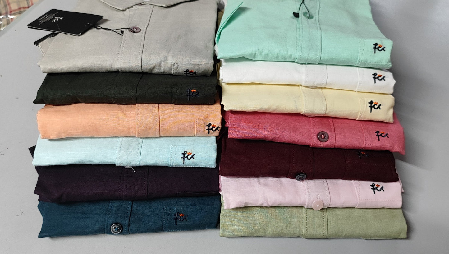 (Combo of 3) FCK 100%Pure Cotton Linen Half Sleeve Plain Shirts Rs. 1100