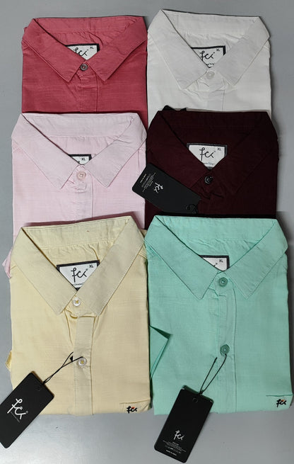 (Combo of 3) FCK 100%Pure Cotton Linen Half Sleeve Plain Shirts Rs. 1100