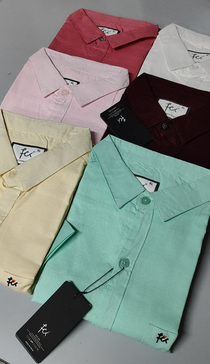 (Combo of 3) FCK 100%Pure Cotton Linen Half Sleeve Plain Shirts Rs. 1100