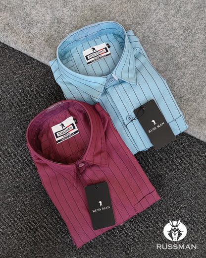 (Combo of 3)RussMan Korian Linen color Strips Shirt Rs.1050