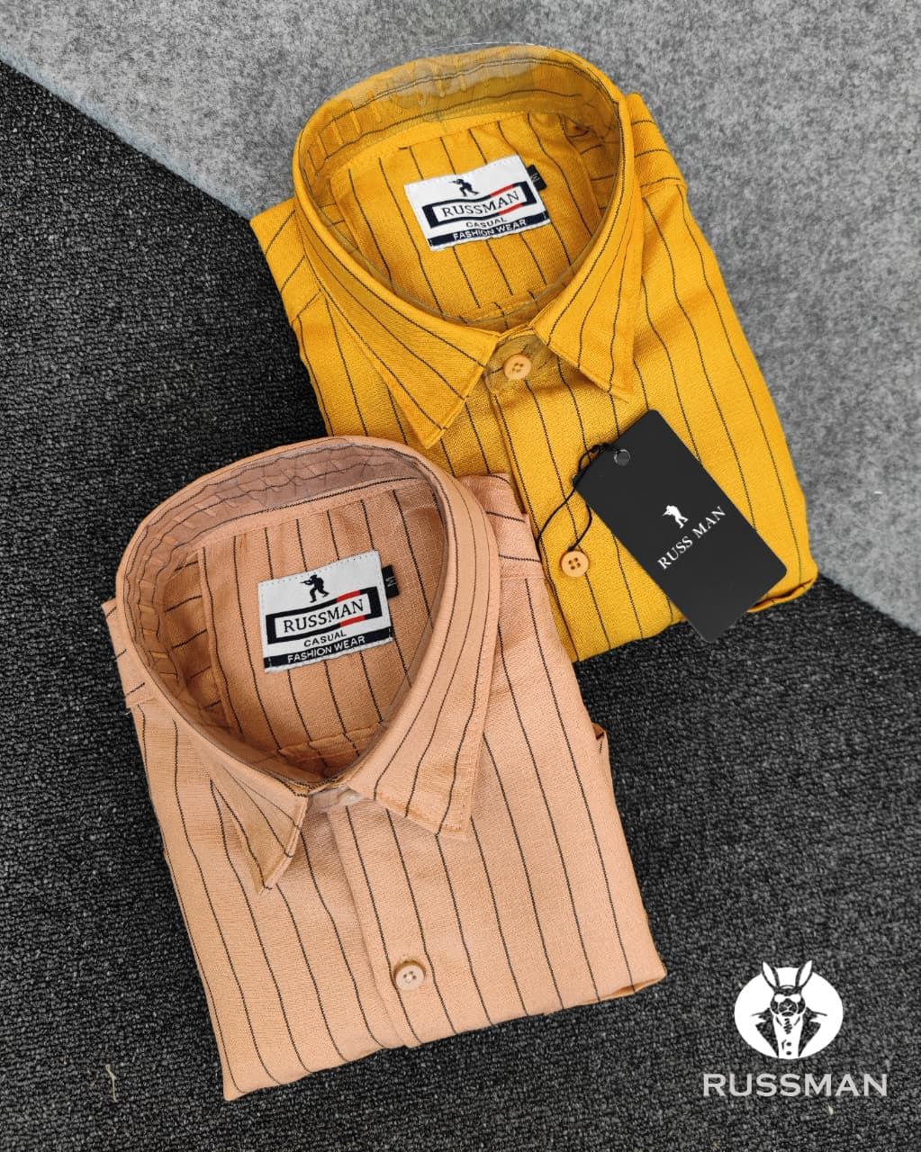 (Combo of 3)RussMan Korian Linen color Strips Shirt Rs.1050