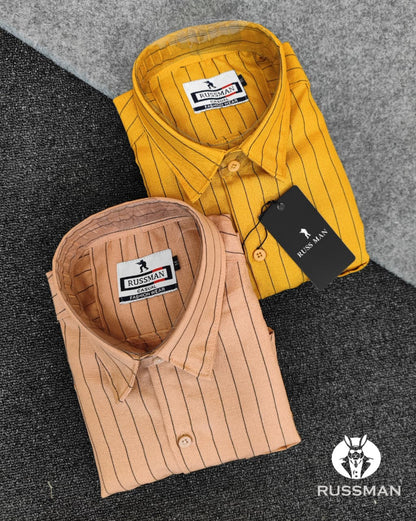 (Combo of 3)RussMan Korian Linen color Strips Shirt Rs.1050