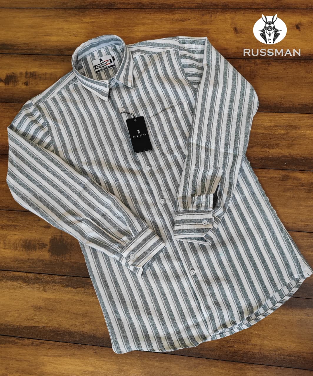 (Combo of 3)RussMan Checked+Strips Soft Korean Linen Shirt Rs.1100