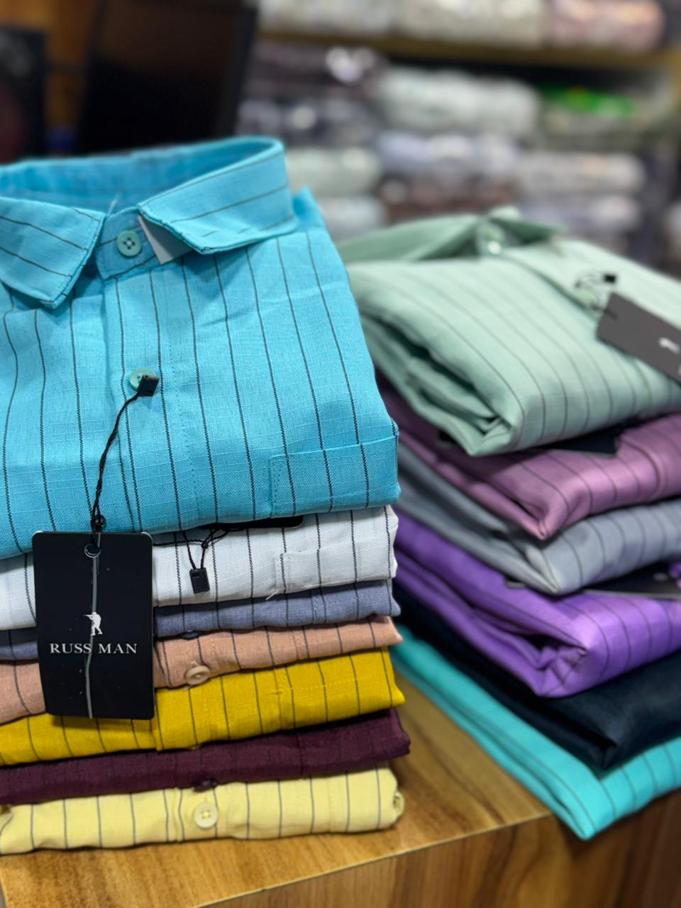 (Combo of 3)RussMan Korian Linen color Strips Shirt Rs.1050