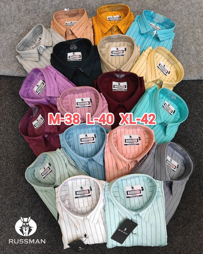 (Combo of 3)RussMan Korian Linen color Strips Shirt Rs.1050