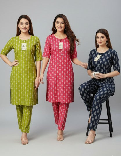 Pack of 2 Kajal Women Pure Cotton Kurthi TOP+PANT Rs. 850