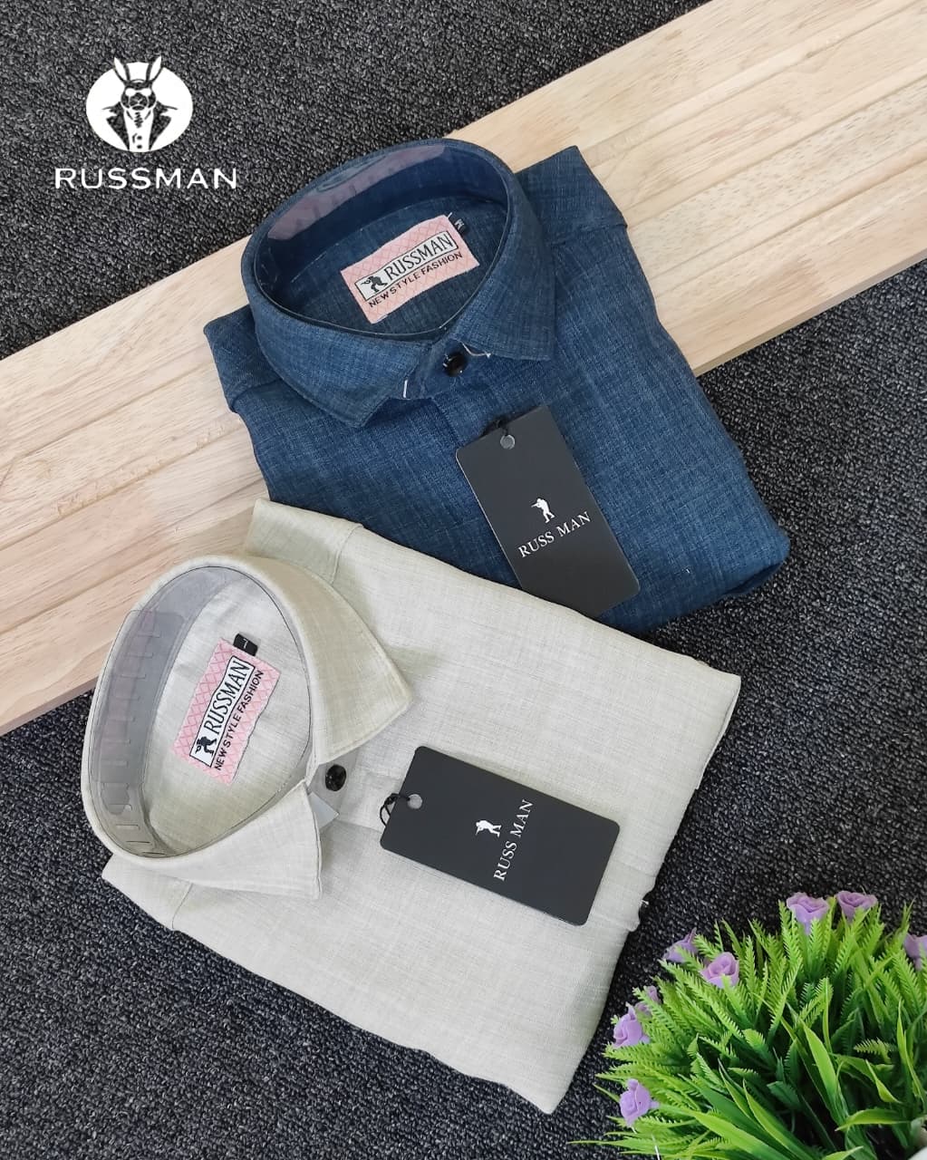 (Combo of 3) Russman Linen Korean Plain Shirt Rs.1100