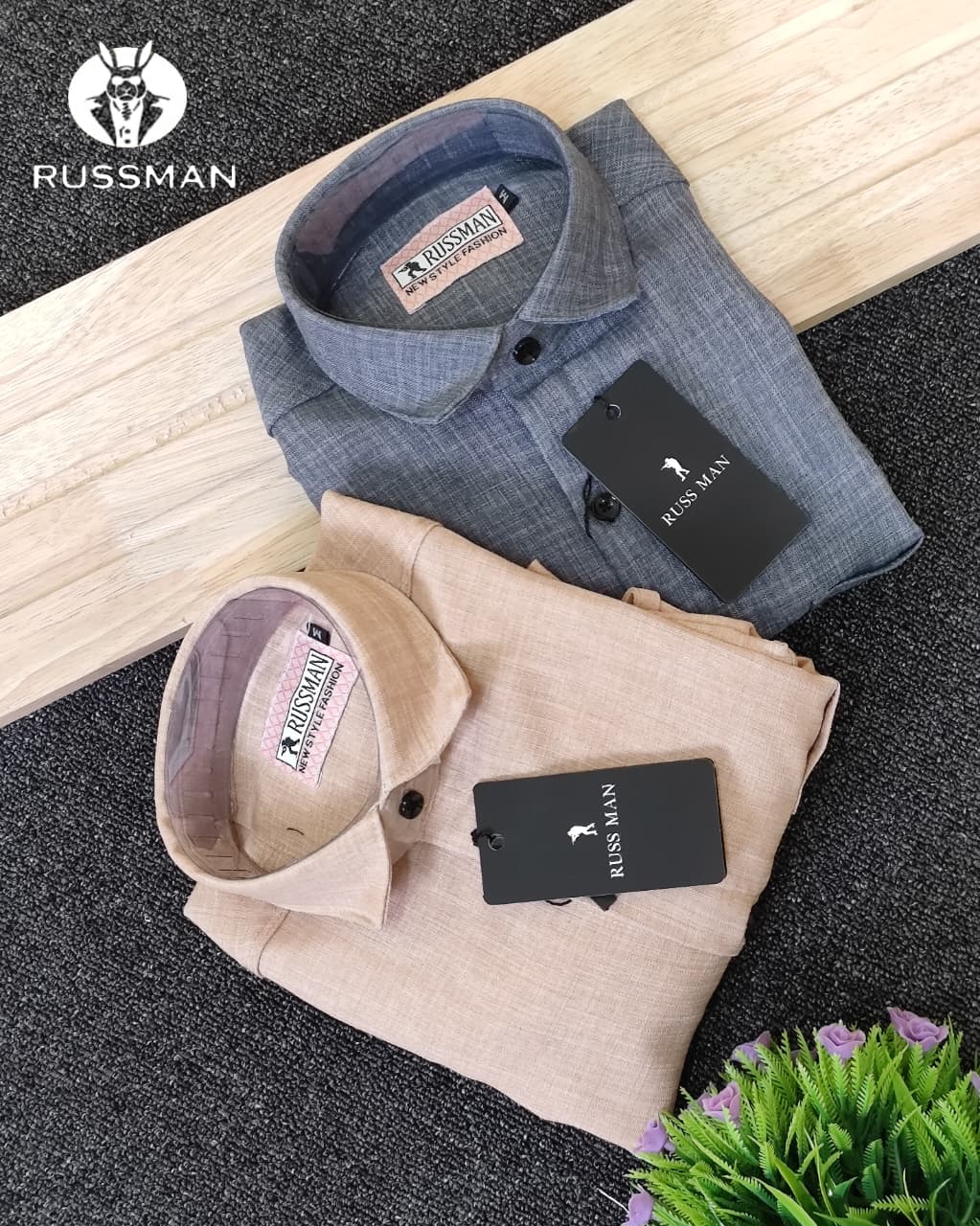 (Combo of 3) Russman Linen Korean Plain Shirt Rs.1100