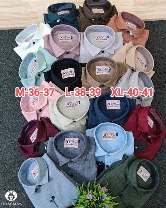 (Combo of 3) Russman Linen Korean Plain Shirt Rs.1100