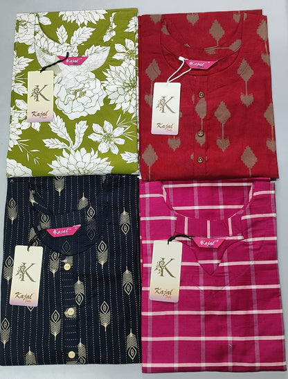 Pack of 4 Kajal Women A-line Design Kurthi TOP Only  Rs. 1000