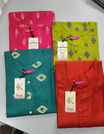 Pack of 4 Kajal Women A-line Design Kurthi TOP Only  Rs. 1000