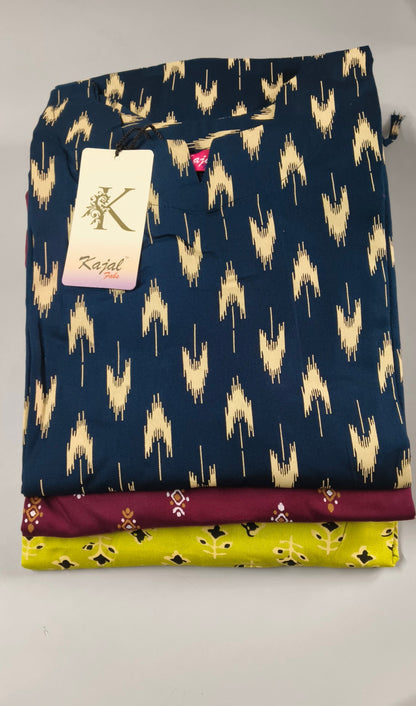 Pack of 2 Kajal Women Pure Cotton Kurthi TOP+PANT Rs. 850