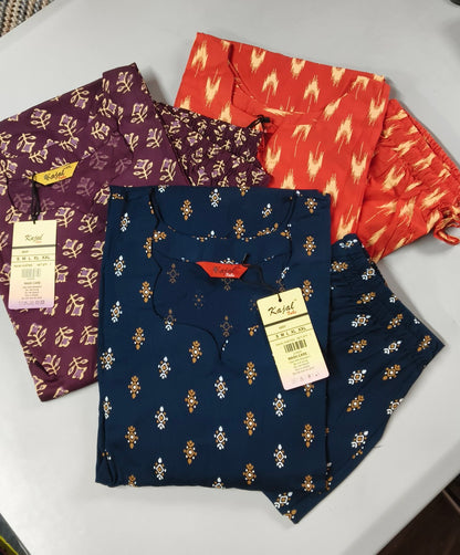 Pack of 2 Kajal Women Pure Cotton Kurthi TOP+PANT Rs. 850