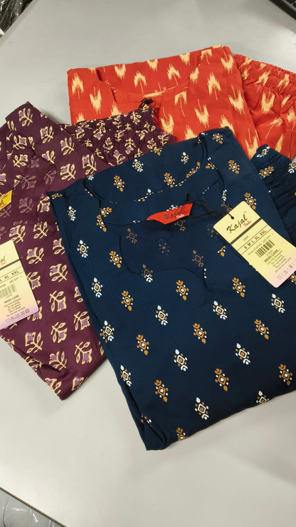 Pack of 2 Kajal Women Pure Cotton Kurthi TOP+PANT Rs. 850