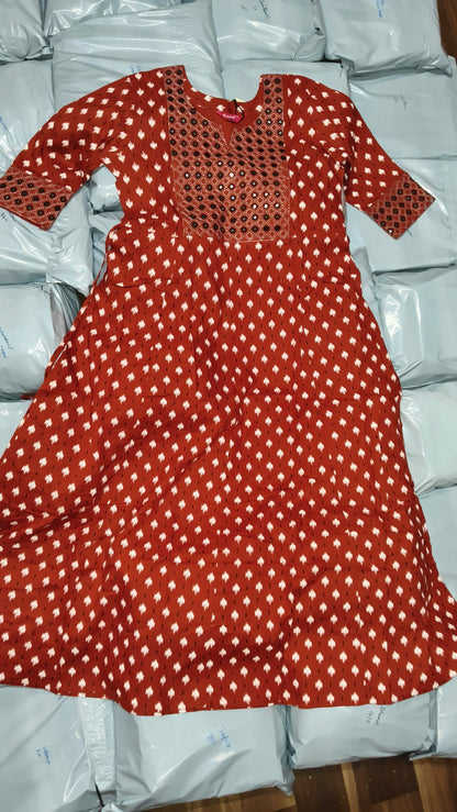 Pack of 2 Kajal Umbrella Mirror Design Kurthi TOP Only Rs. 900