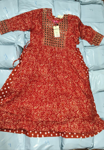 Pack of 2 Kajal Umbrella Mirror Design Kurthi TOP Only Rs. 900