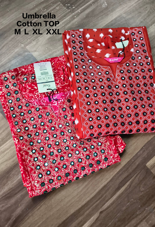Pack of 2 Kajal Umbrella Mirror Design Kurthi TOP Only Rs. 900
