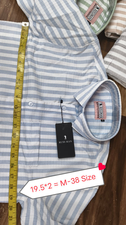 (Combo of 3) RussMan Cotton Jacquard Strips Shirt Rs.1050