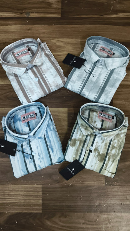 (Combo of 3) RussMan Cotton Jacquard Cloud Design Shirt Rs.1050