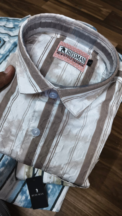 (Combo of 3) RussMan Cotton Jacquard Cloud Design Shirt Rs.1050