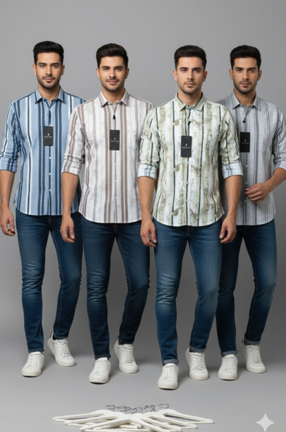 (Combo of 3) RussMan Cotton Jacquard Cloud Design Shirt Rs.1050