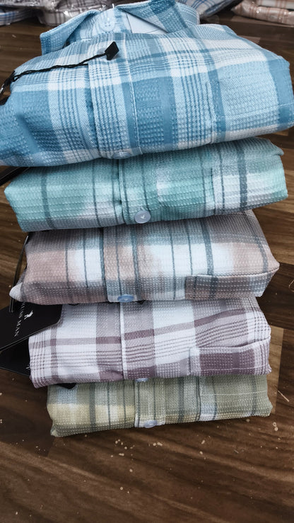 (Combo of 3) RussMan Rib Jacquard Cotton Checked Shirt Rs.1050