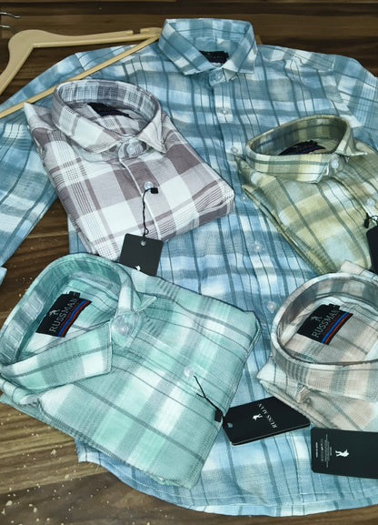 (Combo of 3) RussMan Rib Jacquard Cotton Checked Shirt Rs.1050