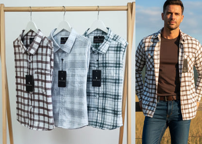 (Combo of 3) RussMan Cotton Jacquard Checked+Stripes Shirt Rs.1050