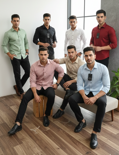 (Combo of 3) RussMan 💯 Pure Cotton Plain Shirt Rs.1000