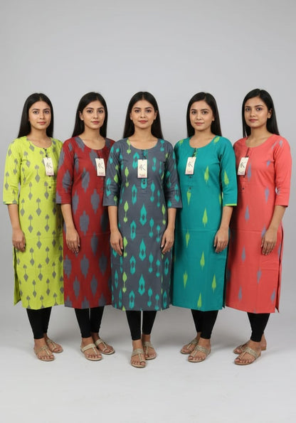 Pack of 4 Kajal Women A-line Cotton Design Kurthi TOP Only  Rs. 1000