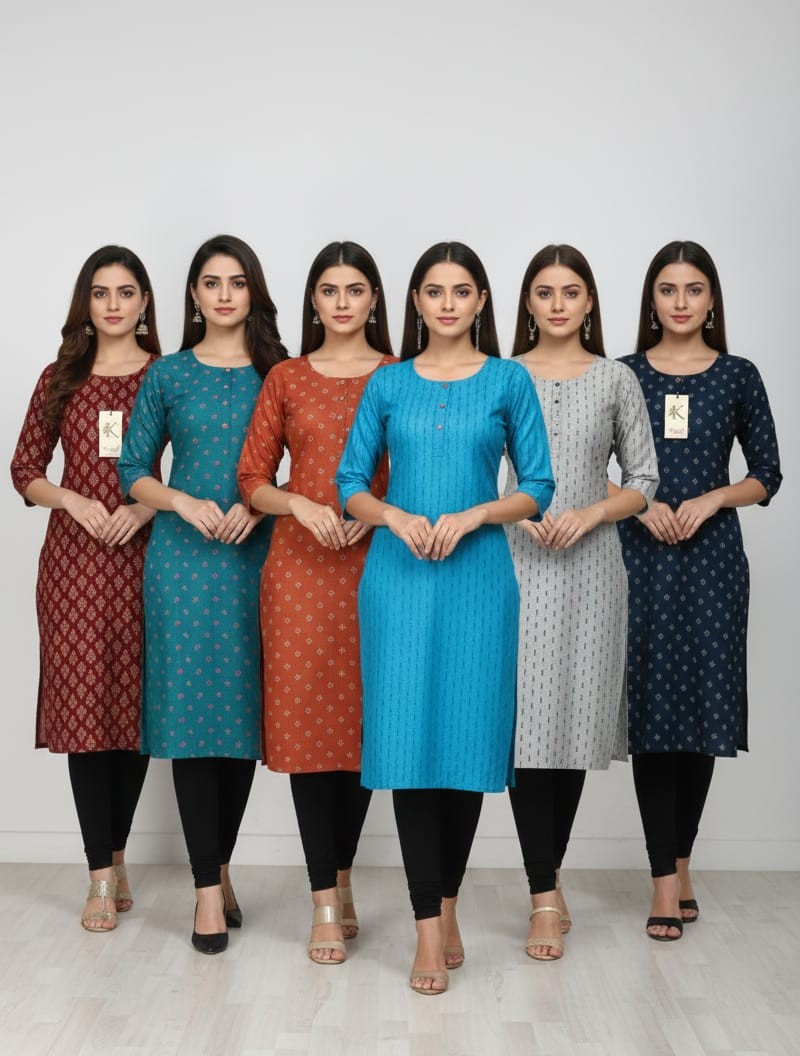 Pack of 4 Kajal Women A-line Cotton Design Kurthi TOP Only  Rs. 1000