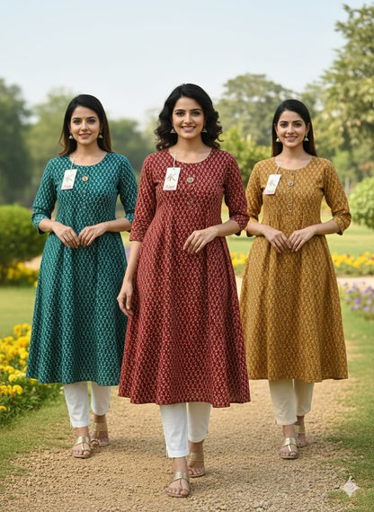 Pack of 2 Kajal Umbrella PureCotton Kurthi TOP Only Rs. 950