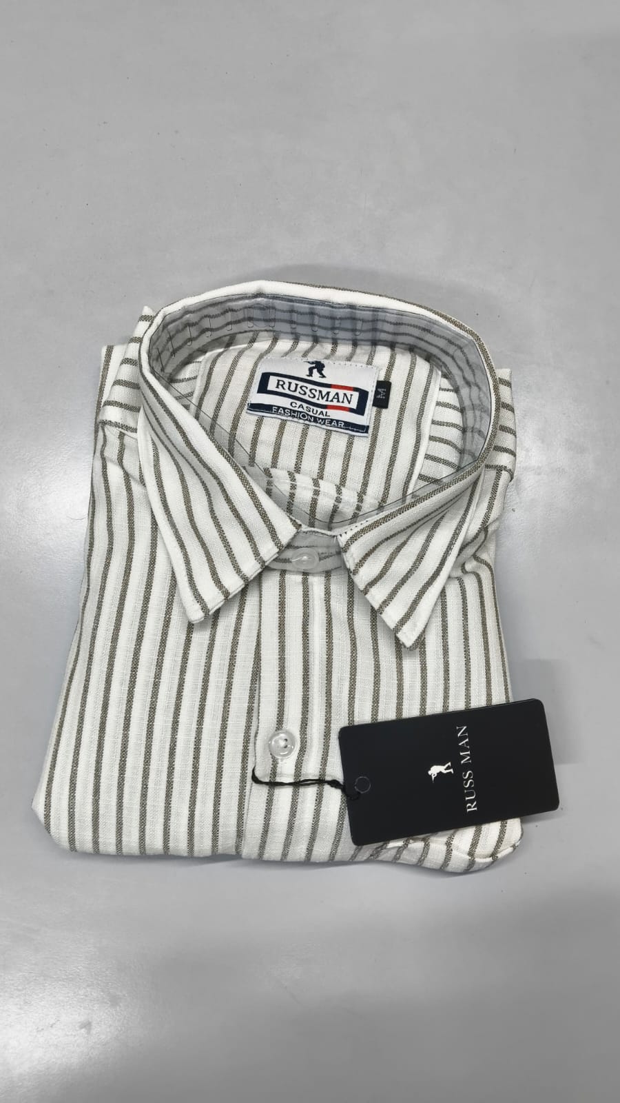 (Combo of 3)RussMan White Strips Soft Korean Linen Shirt Rs. 1020