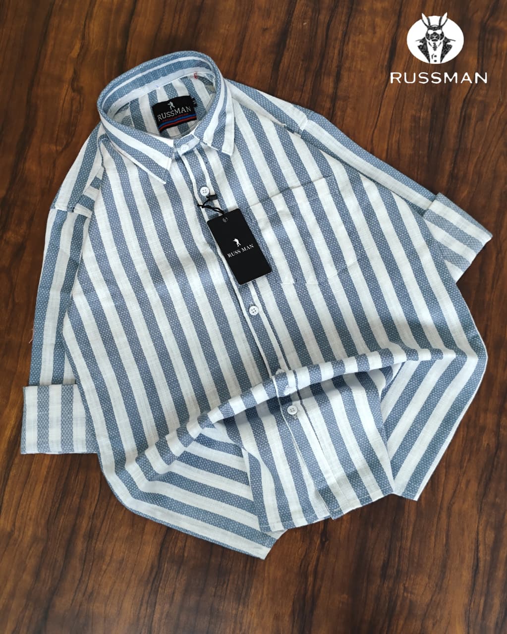 (Combo of 3)RussMan 💯 Pure Cotton Linen Strips Shirt Rs. 1150