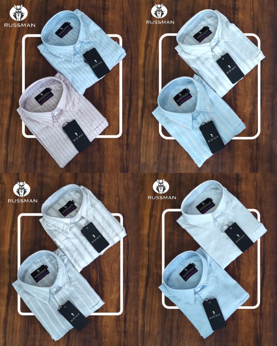 (Combo of 3)RussMan 💯 Pure Cotton Linen Strips Shirt Rs. 1150