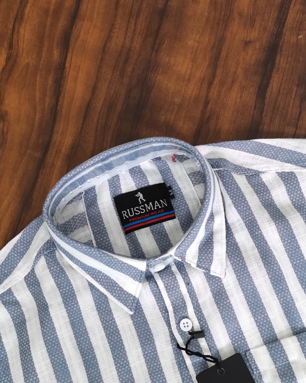 (Combo of 3)RussMan 💯 Pure Cotton Linen Strips Shirt Rs. 1150